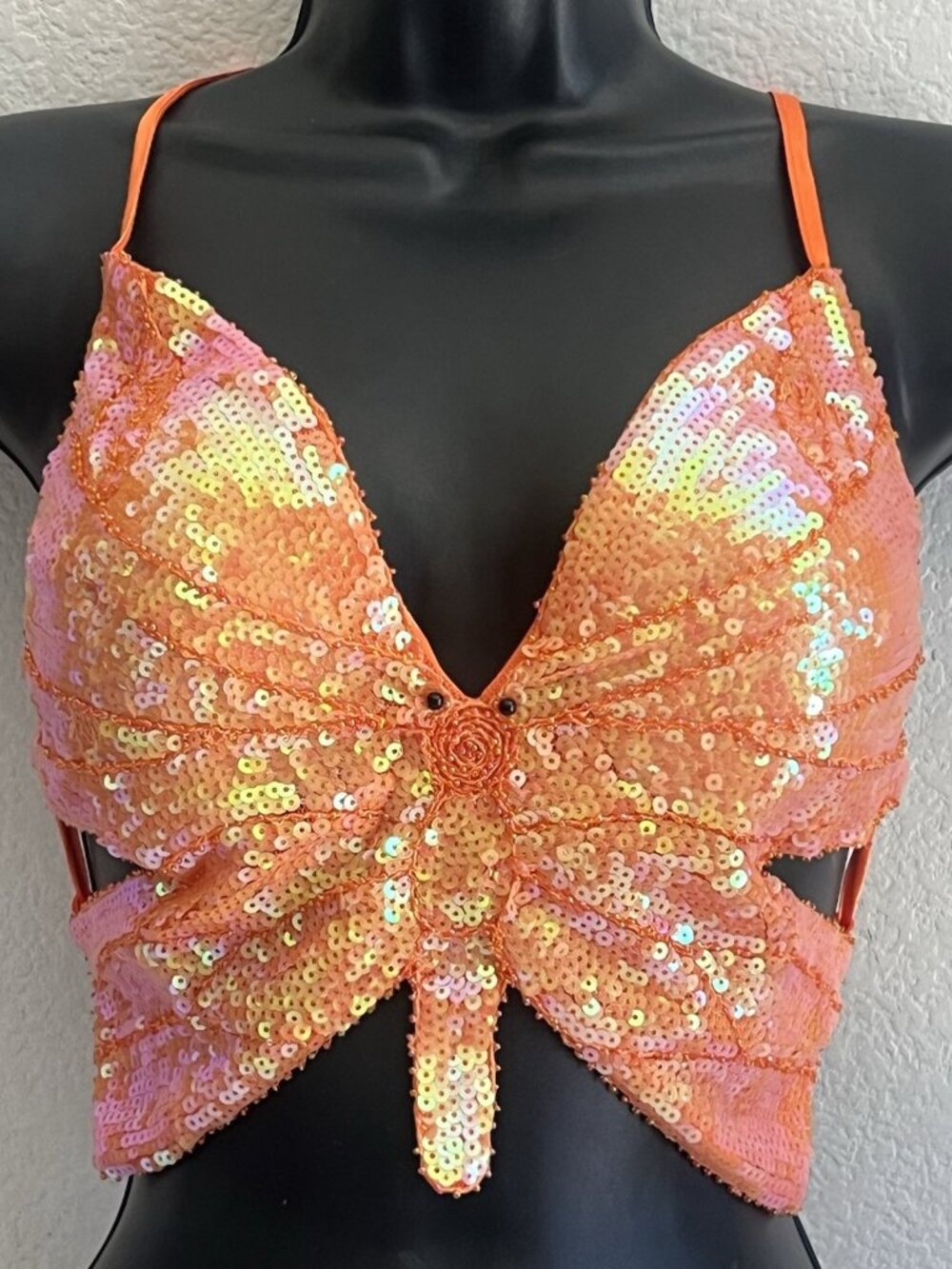 vtg y2k 90's Rue21 sequin butterfly top mermaid fairycore one sz - Picture 7 of 11